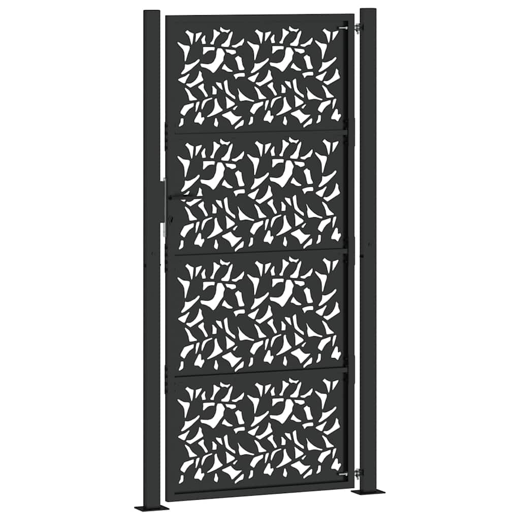 Garden Gate Black 100x200 cm Steel Leaf Design