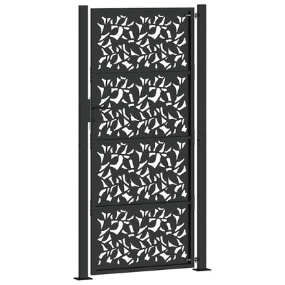 Garden Gate Black 100x200 cm Steel Leaf Design