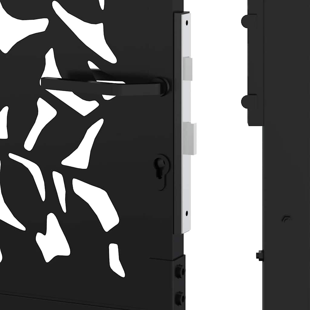 Garden Gate Black 100x200 cm Steel Leaf Design