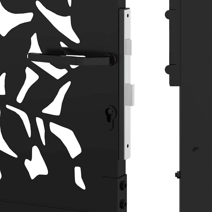 Garden Gate Black 100x200 cm Steel Leaf Design