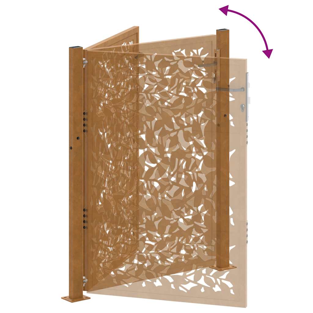 Garden Gate 100x125 cm Weathering Steel Leaf Design