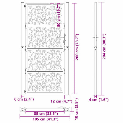 Garden Gate 100x200 cm Weathering Steel Leaf Design