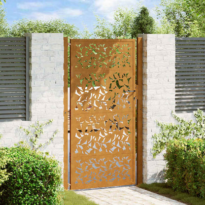Garden Gate 100x200 cm Weathering Steel Leaf Design
