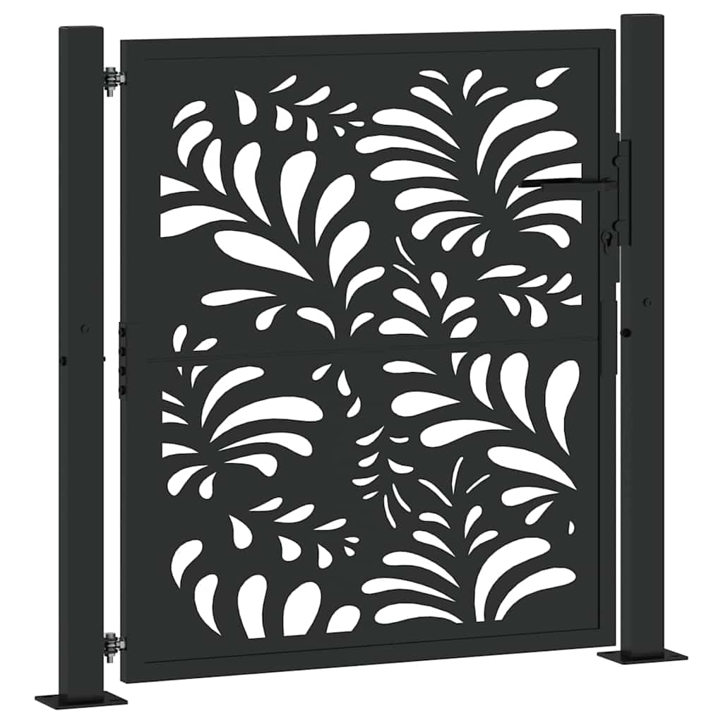 Garden Gate Black 100x100 cm Steel Wave  Design