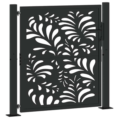 Garden Gate Black 100x100 cm Steel Wave  Design