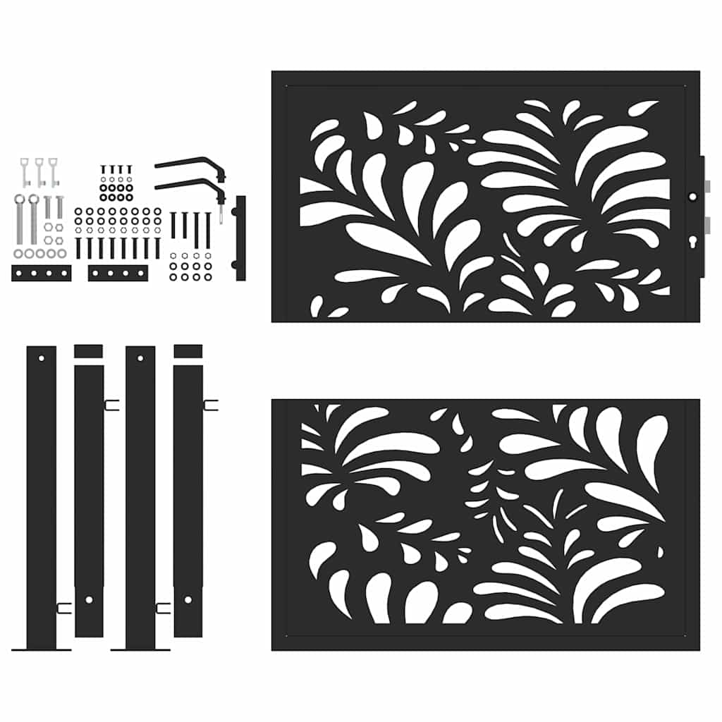 Garden Gate Black 100x100 cm Steel Wave  Design