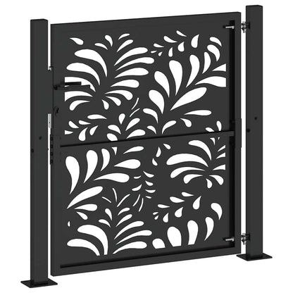 Garden Gate Black 100x100 cm Steel Wave  Design