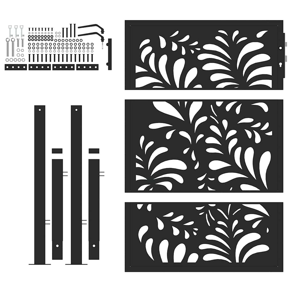 Garden Gate Black 100x125 cm Steel Wave  Design