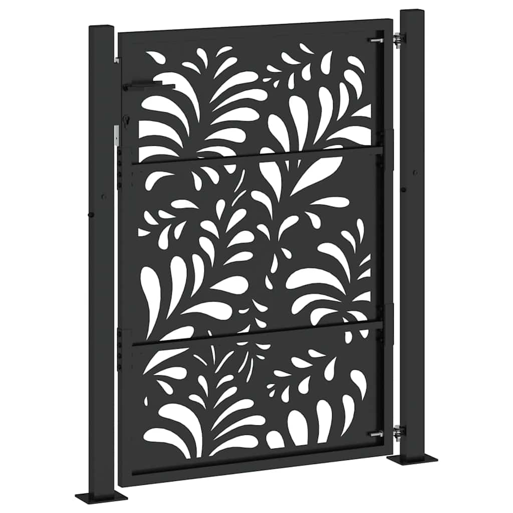 Garden Gate Black 100x125 cm Steel Wave  Design
