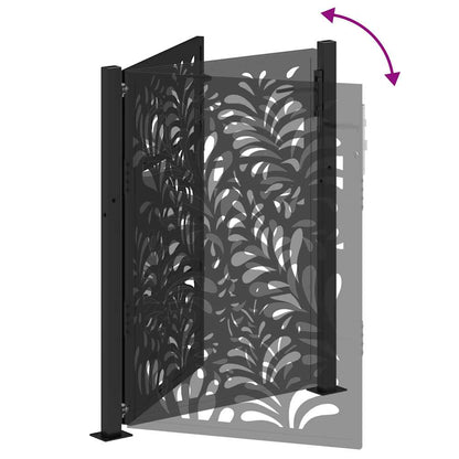 Garden Gate Black 100x125 cm Steel Wave  Design