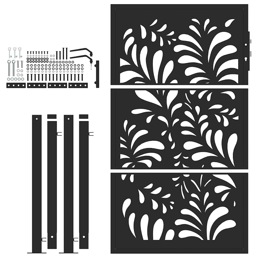 Garden Gate Black 100x150 cm Steel Wave  Design