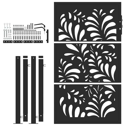 Garden Gate Black 100x150 cm Steel Wave  Design
