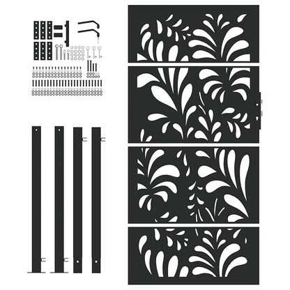 Garden Gate Black 100x175 cm Steel Wave  Design