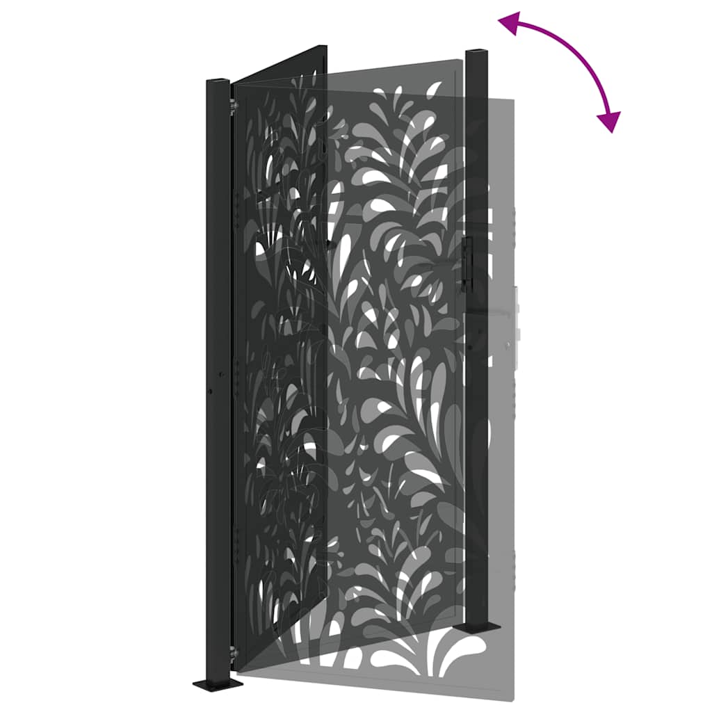 Garden Gate Black 100x175 cm Steel Wave  Design