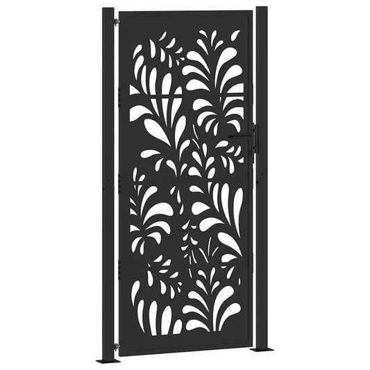 Garden Gate Black 100x200 cm Steel Wave  Design