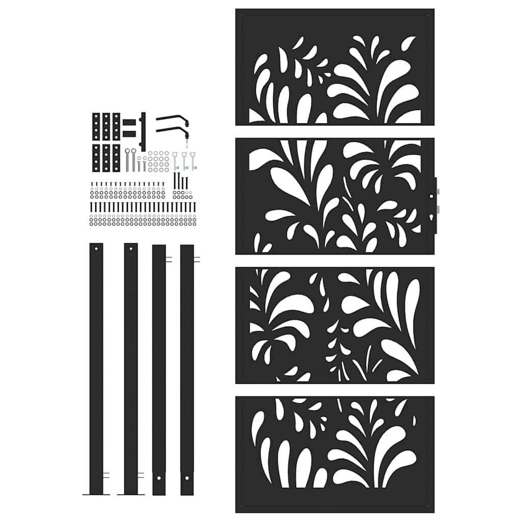 Garden Gate Black 100x200 cm Steel Wave  Design