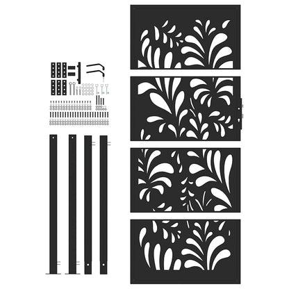 Garden Gate Black 100x200 cm Steel Wave  Design