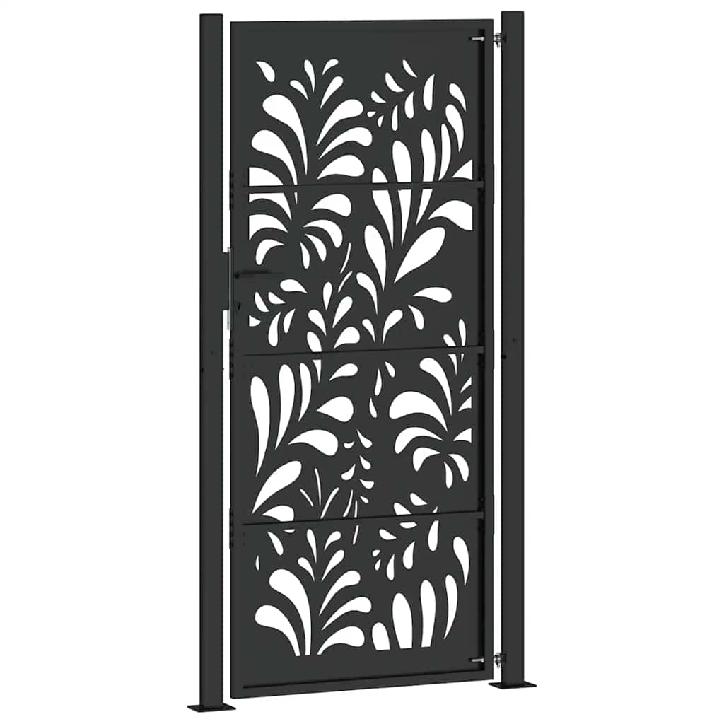 Garden Gate Black 100x200 cm Steel Wave  Design