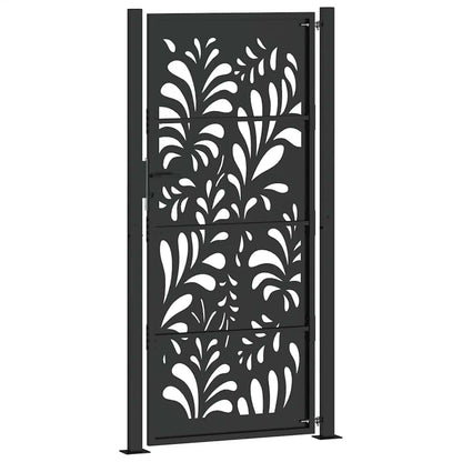Garden Gate Black 100x200 cm Steel Wave  Design