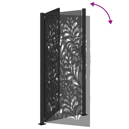 Garden Gate Black 100x200 cm Steel Wave  Design