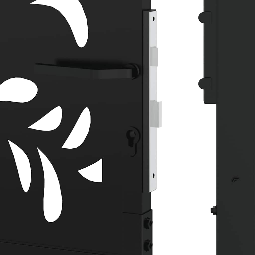 Garden Gate Black 100x200 cm Steel Wave  Design