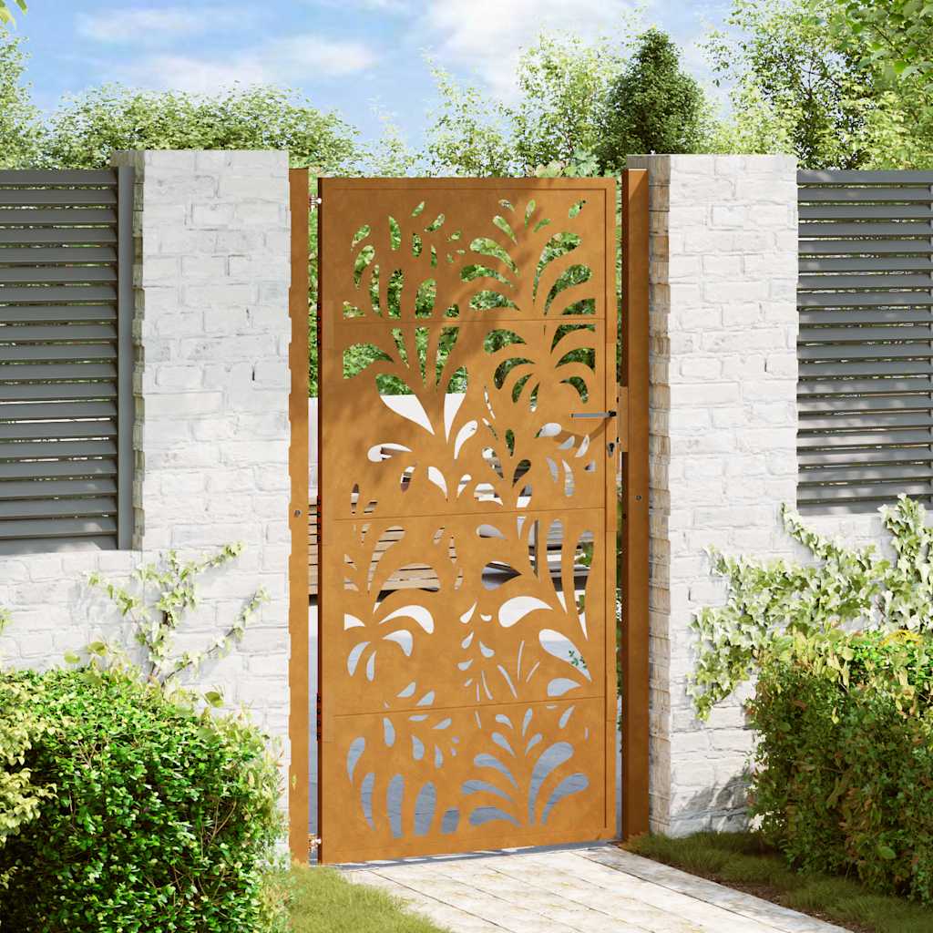 Garden Gate 100x200 cm Weathering Steel Wave Design