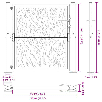 Garden Gate Black 100x100 cm Steel Trace  Design