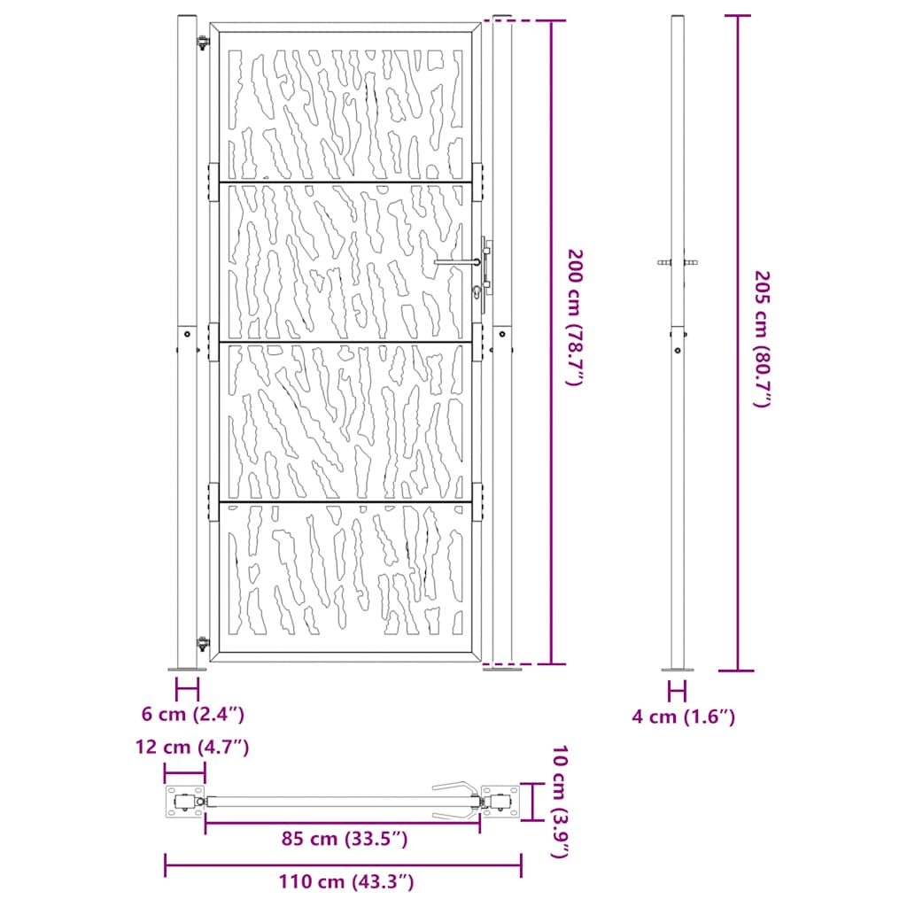Garden Gate Black 100x200 cm Steel Trace  Design