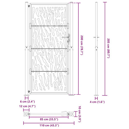 Garden Gate Black 100x200 cm Steel Trace  Design