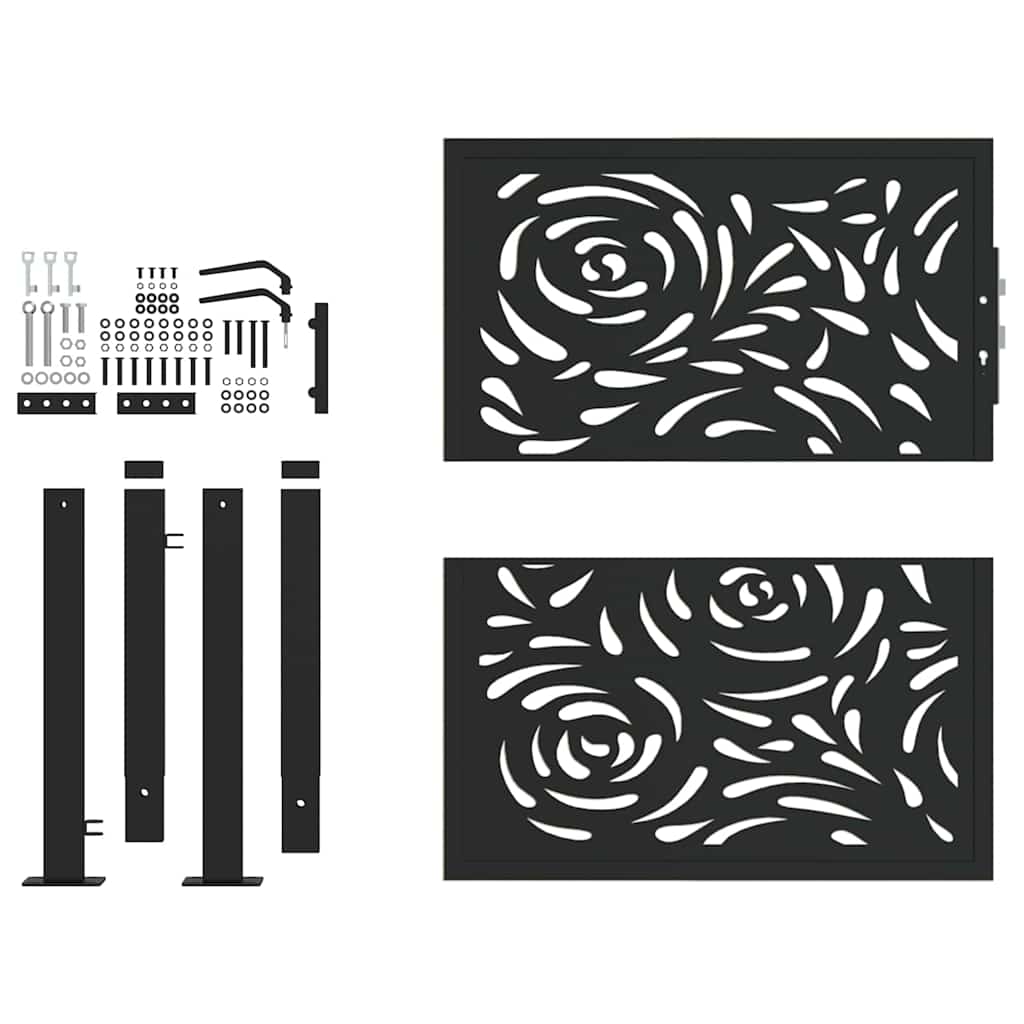 Garden Gate Black 100x100 cm Steel Flame  Design