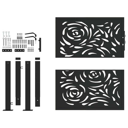Garden Gate Black 100x100 cm Steel Flame  Design