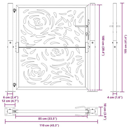 Garden Gate Black 100x100 cm Steel Flame  Design