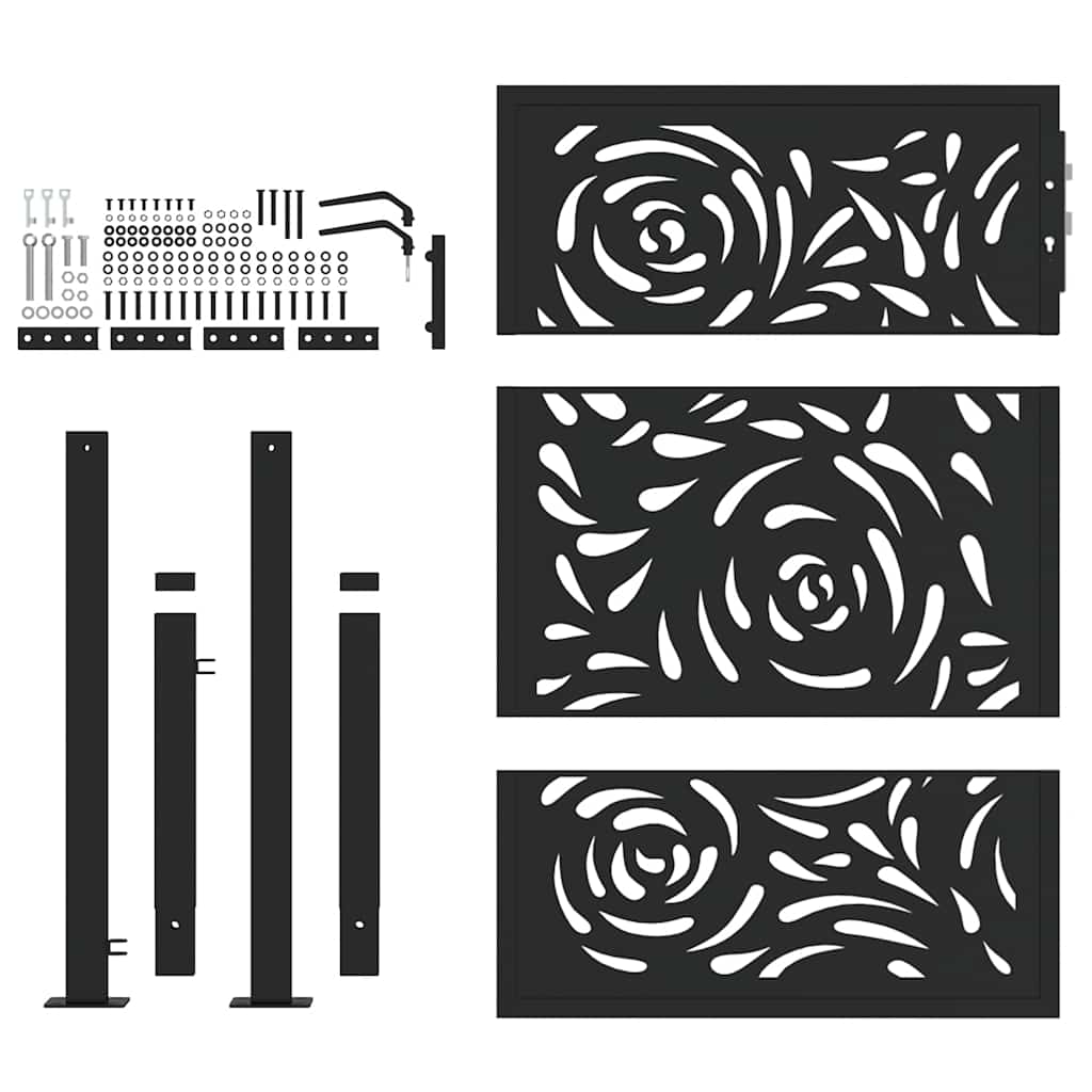 Garden Gate Black 100x125 cm Steel Flame  Design