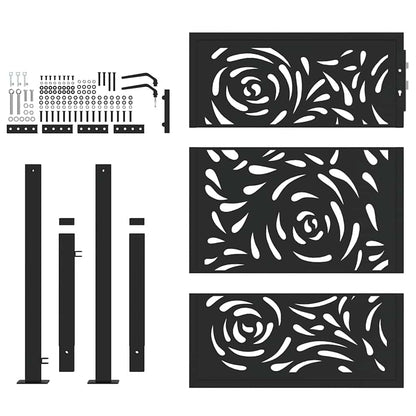 Garden Gate Black 100x125 cm Steel Flame  Design