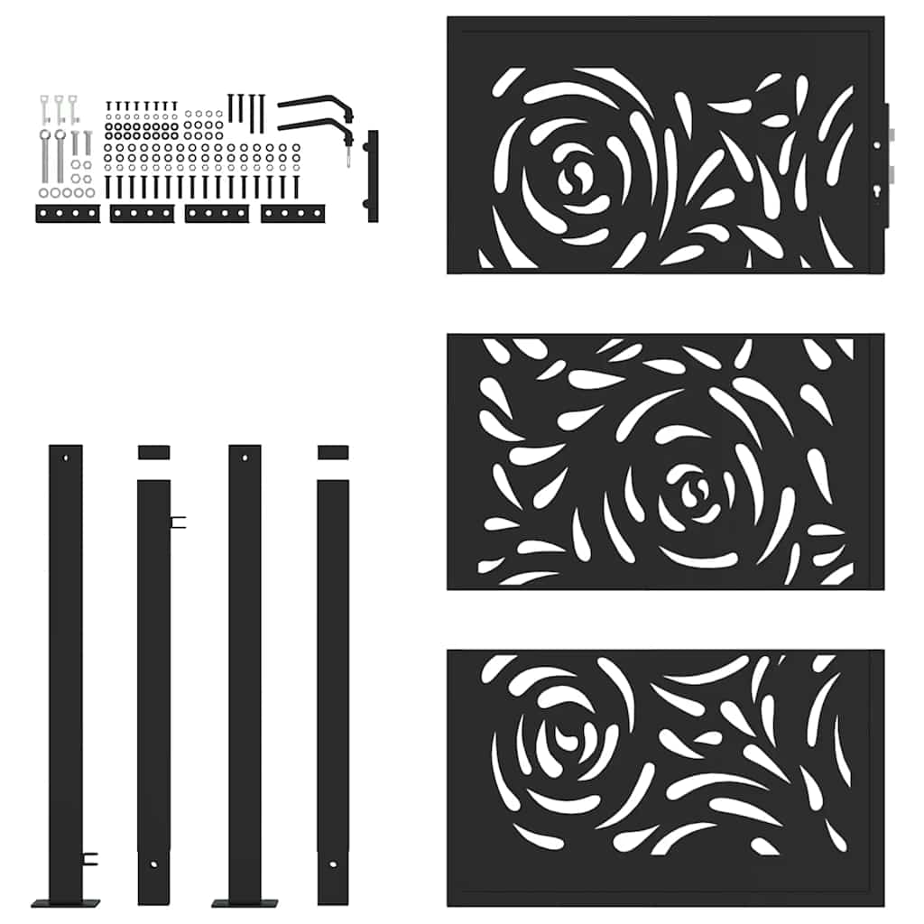 Garden Gate Black 100x150 cm Steel Flame  Design
