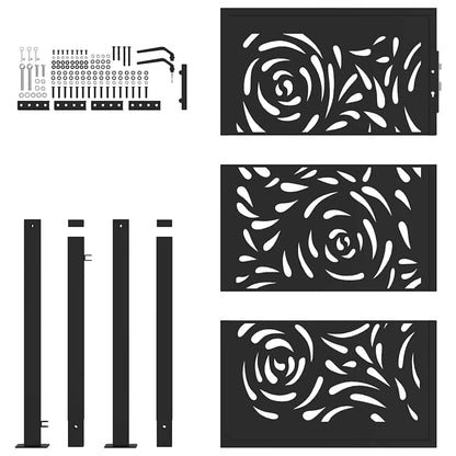 Garden Gate Black 100x150 cm Steel Flame  Design