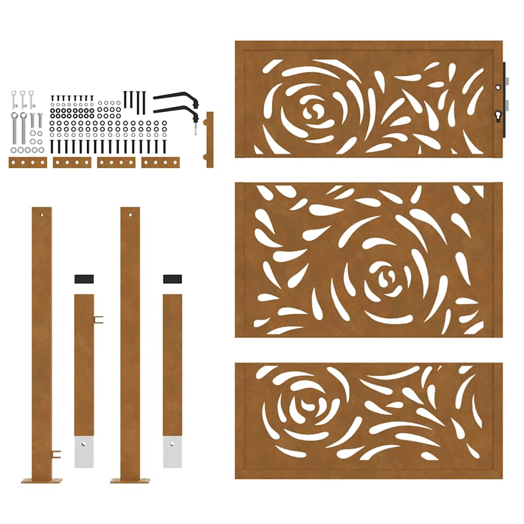 Garden Gate 100x125 cm Weathering Steel Flame Design