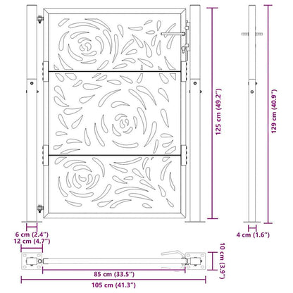 Garden Gate 100x125 cm Weathering Steel Flame Design