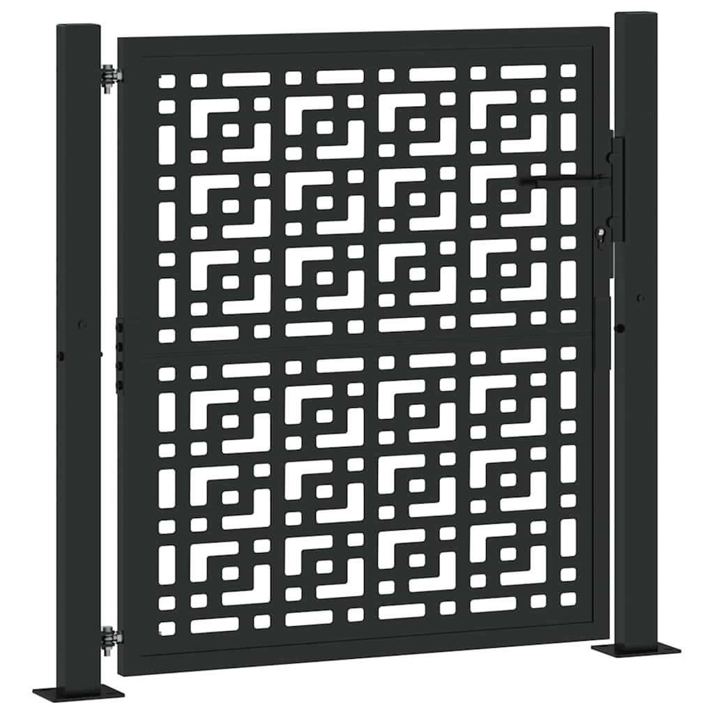 Garden Gate Black 100x100 cm Steel Cross  Design