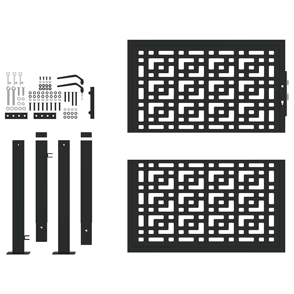 Garden Gate Black 100x100 cm Steel Cross  Design