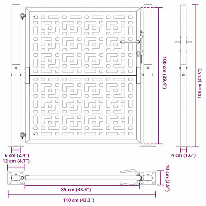 Garden Gate Black 100x100 cm Steel Cross  Design