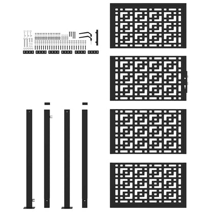 Garden Gate Black 100x200 cm Steel Cross  Design