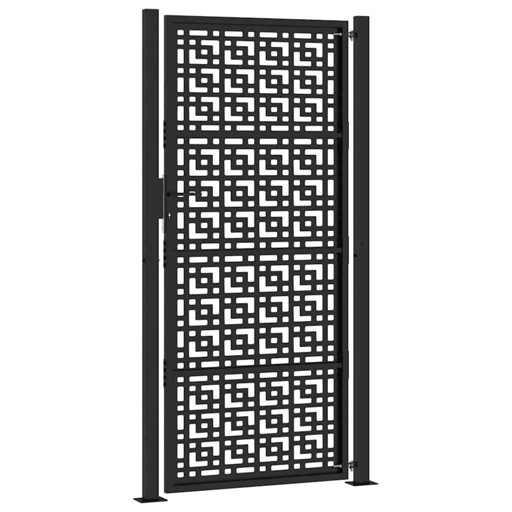 Garden Gate Black 100x200 cm Steel Cross  Design