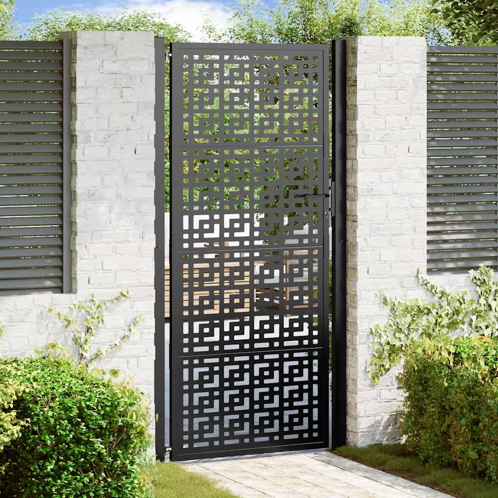 Garden Gate Black 100x200 cm Steel Cross  Design