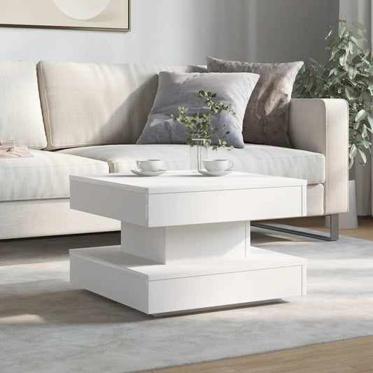 Coffee Table 360-Degree Rotatable White 50x50x34.5 cm