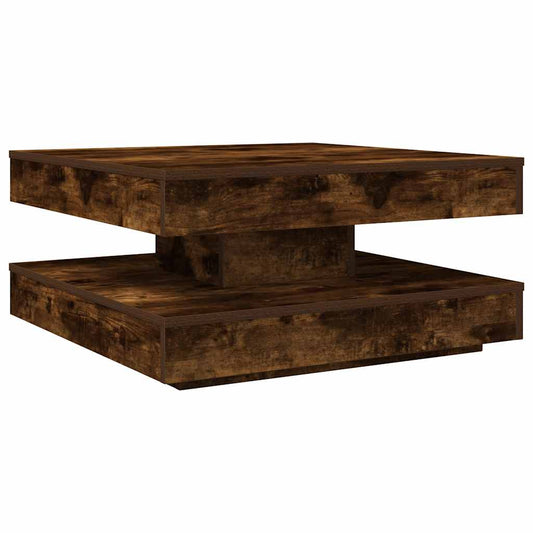 Coffee Table 360-Degree Rotatable Smoked Oak 70x70x34.5 cm