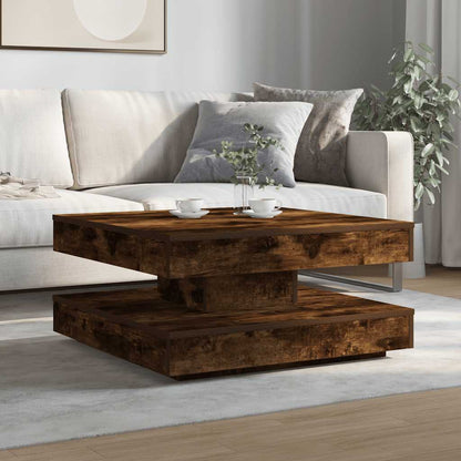 Coffee Table 360-Degree Rotatable Smoked Oak 70x70x34.5 cm