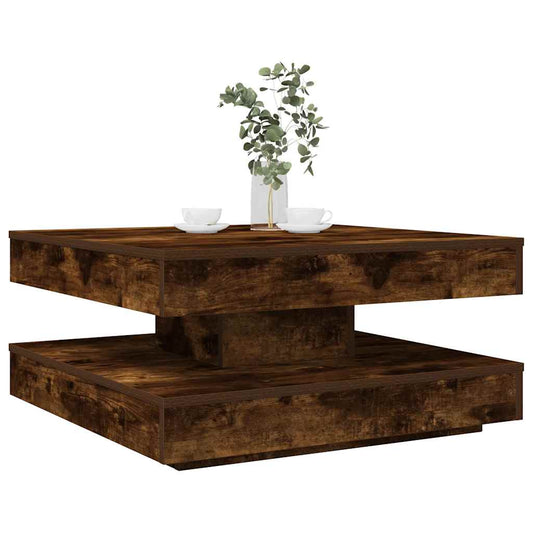 Coffee Table 360-Degree Rotatable Smoked Oak 70x70x34.5 cm
