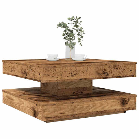 Coffee Table 360-Degree Rotatable Old Wood 70x70x34.5 cm