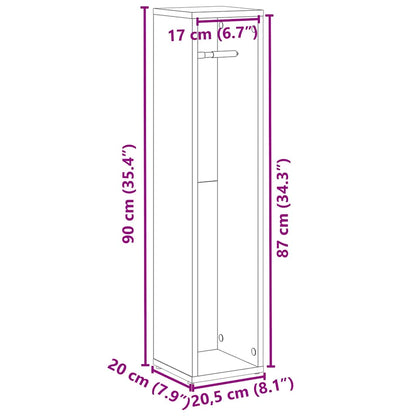 Bathroom Cabinet with Roll Holder Brown Oak 20.5x20x90 cm